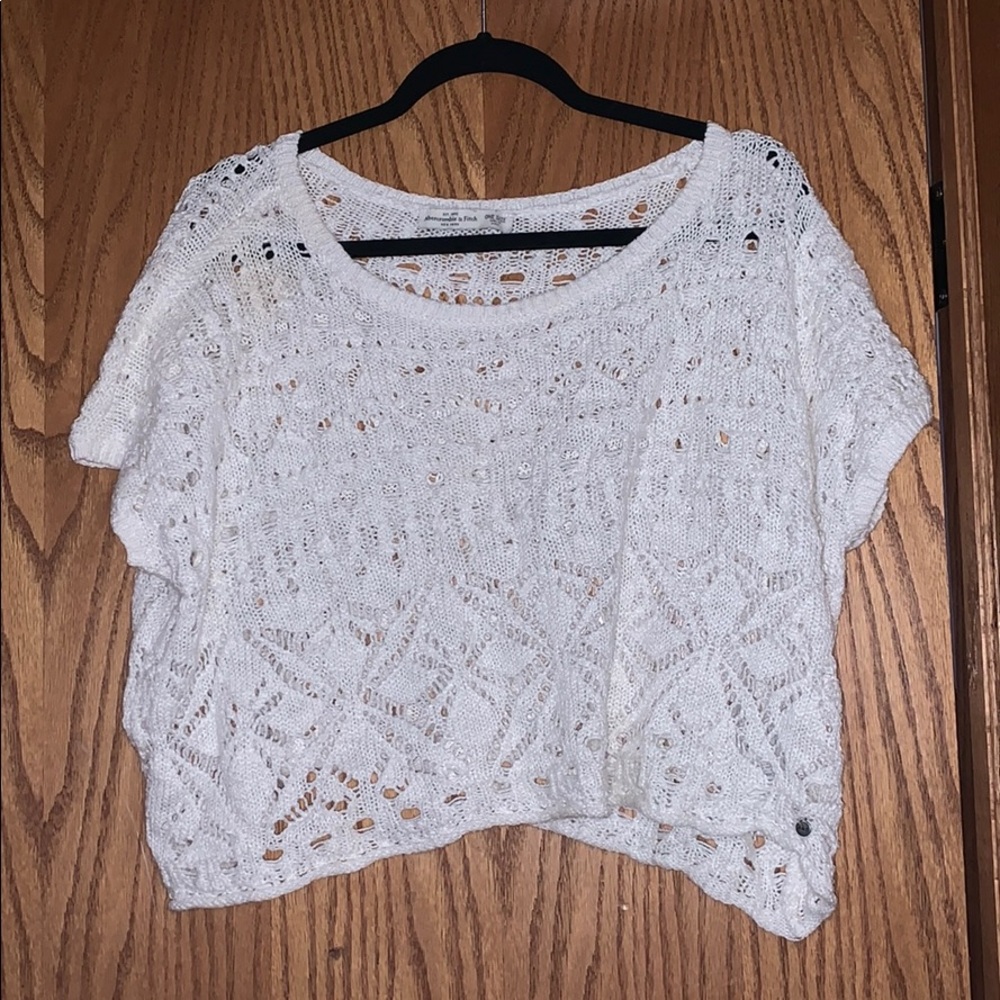 White Abercrombie Short Sleeve Sweater